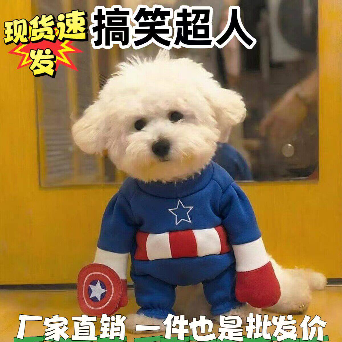宠物狗狗搞笑搞怪衣服万圣节cos超人变身装泰迪博美比熊小型幼犬