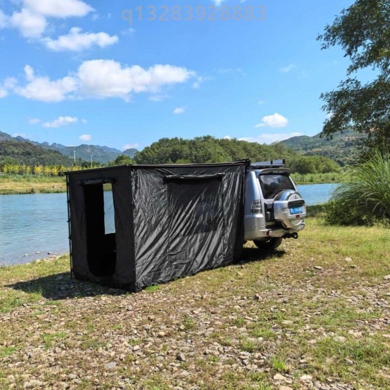 AUK户外铝合金硬壳自动回弹黑胶车边帐天幕快速收纳帐篷越野遮阳