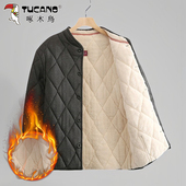 羊羔绒菱形棉袄中老年人加绒加厚保暖棉服棉衣 男士 啄木鸟正品 冬季