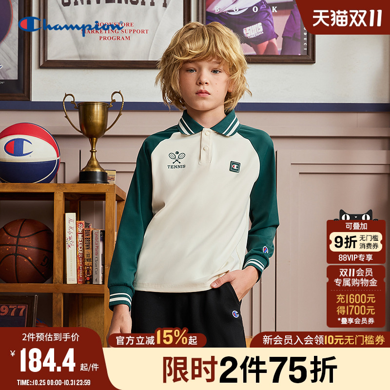 Champion冠军弹力POLO长袖T恤