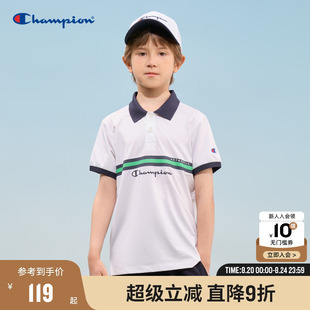 衬衫 champion冠军儿童装 男大小童方polo领拼接短袖 25夏季 T恤 新款