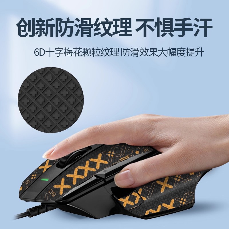 适用鼠标防滑贴罗技G502 X贴纸PLUS防滑贴XP无有线专用背贴吸汗贴