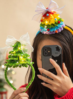 圣诞装饰扭扭棒手工diy圣诞树头饰发箍材料派对装扮圣诞礼物配饰