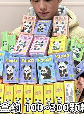 2025新款中国风熊猫积木 可爱卡通玩偶学生孩子手工益智拼装拼图