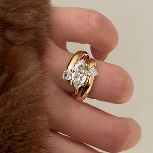 新款泰两戴宽版马眼戒指时尚个性独特尾戒小众高级感