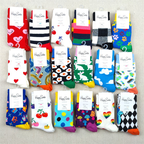 happysocks童袜4-9岁ins潮流卡通时尚百搭纯棉中高筒男女儿童袜子