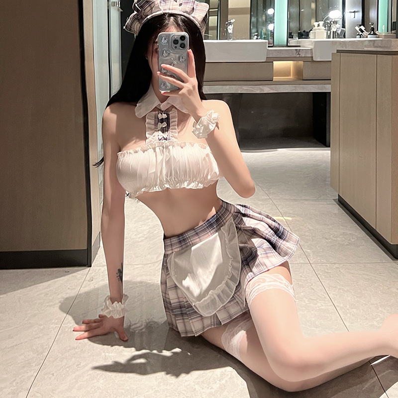 午寐灭烛学生水手纯欲性感格子制服套装百褶裙