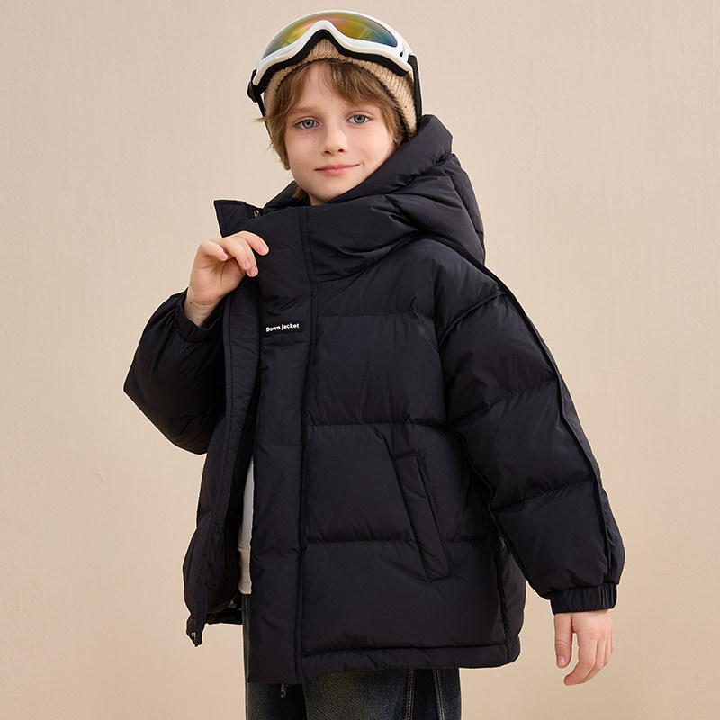 儿童鹅绒羽绒服2025冬装棉袄加厚保暖上衣外套洋气棉服潮连帽三防