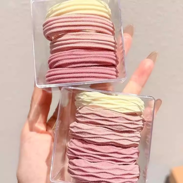 豆沙粉高弹力不伤发发绳扎头发图片