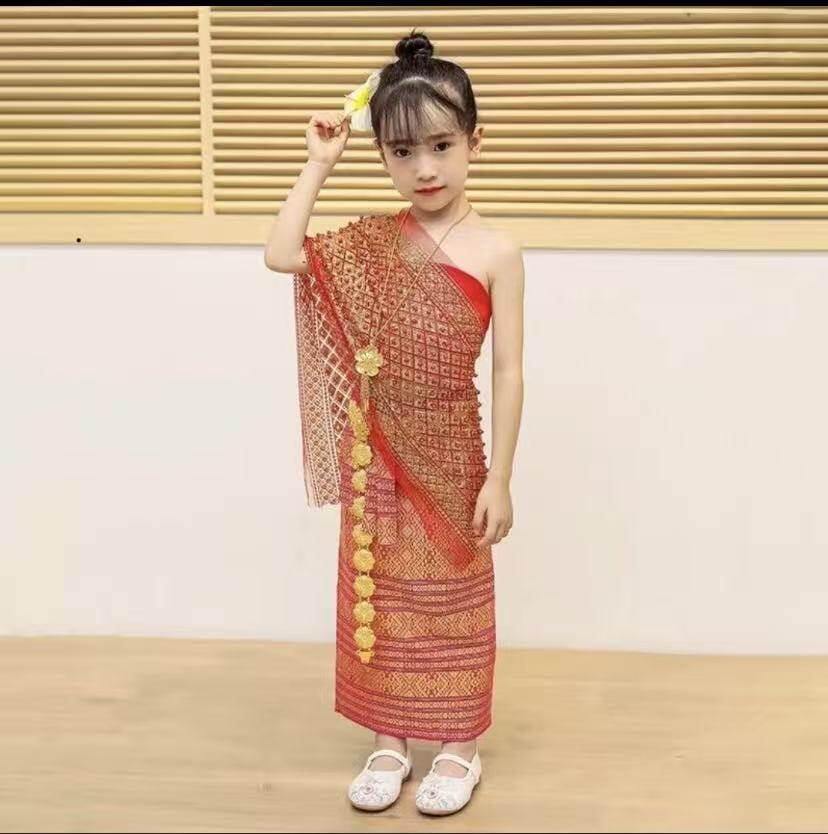 云南旅拍写真傣族服装六一儿童表演服泰式风情傣族裙套装泼水节女