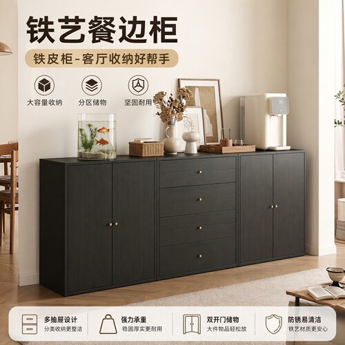 铁皮餐边柜靠墙一体储物柜窄边柜
