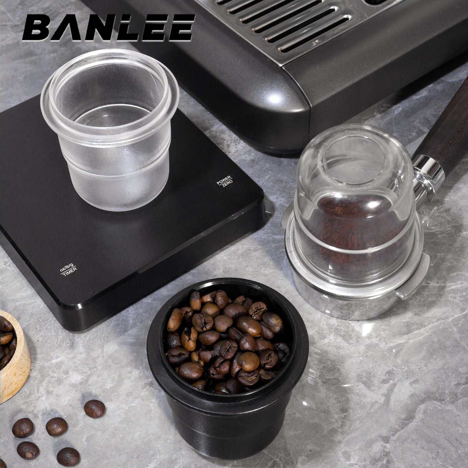 咖啡接粉杯咖啡称豆透明闻香杯倒扣接粉器防飞粉器具51/58mm