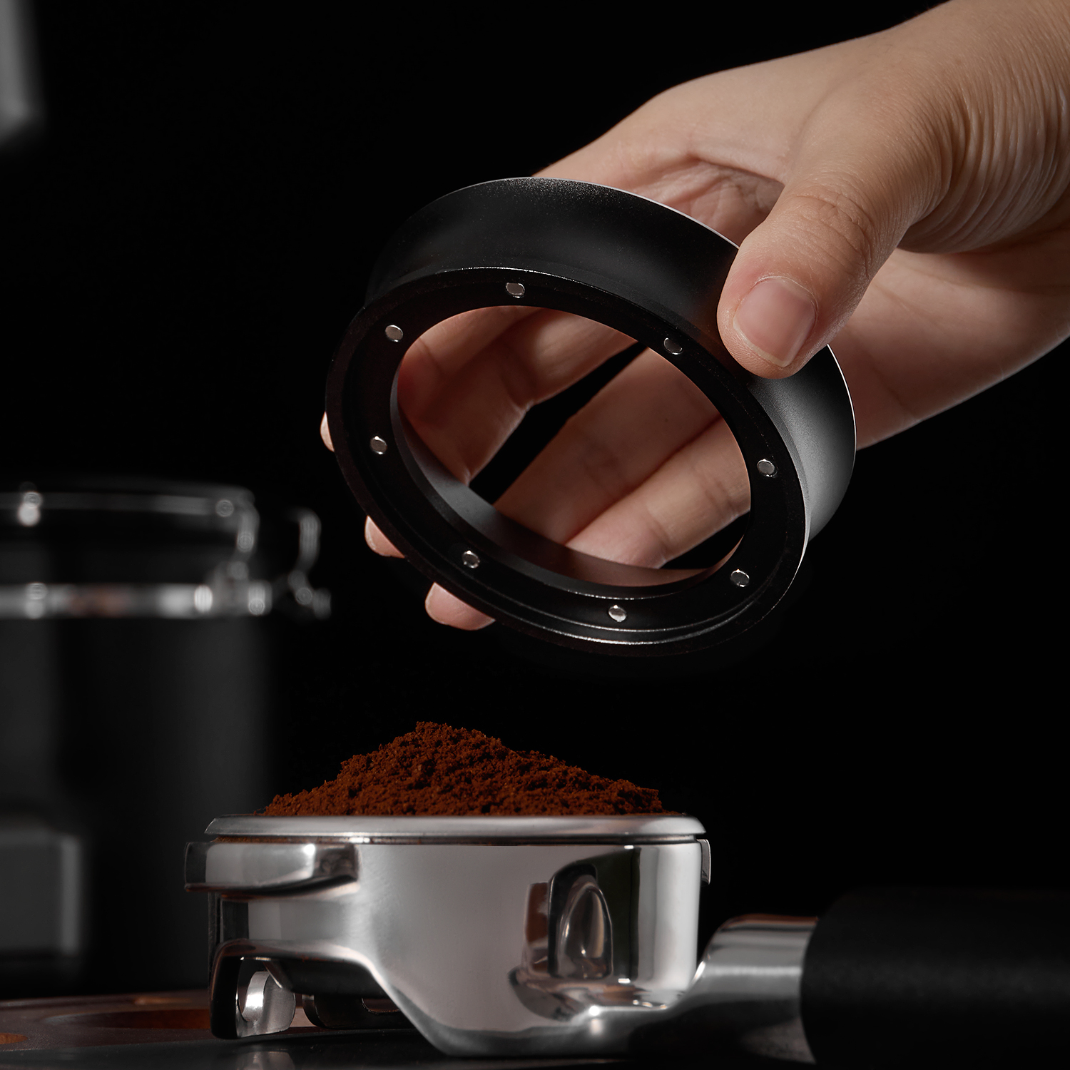 咖啡接粉环意式摩卡咖啡器具不锈钢接粉器内卡外卡磁吸51/58mm