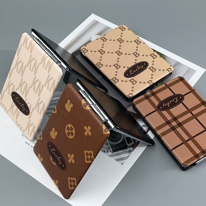 高级感小镜子pu皮随身镜双面可折叠便携补妆镜宿舍学生迷你化妆镜