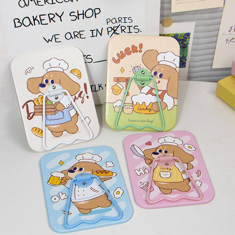 超萌小狗化妆镜子新款便携可折叠大号梳妆镜宿舍家用旅行桌面台镜