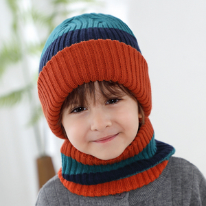 儿童毛线帽子围巾套装秋冬季女韩版加厚保暖针织帽包头护耳冷帽男