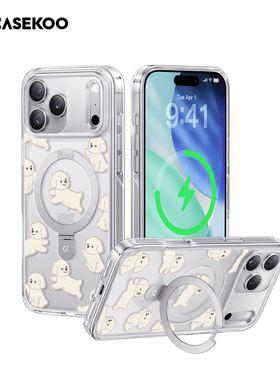 CASEKOO比熊手机壳Qpro适用苹果16ProMax磁吸iPhone15Pro新款支点壳Magsafe高级por防摔ip+16透明小众狗可爱