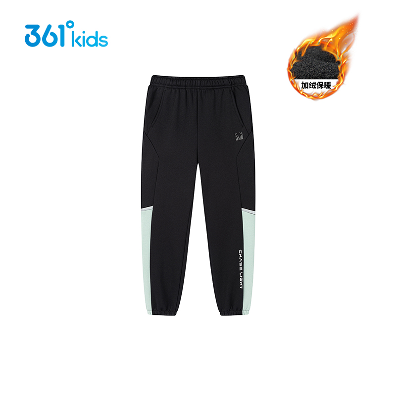 【商场同款】361度男童加绒保暖束脚裤2025冬季新款休闲运动长裤