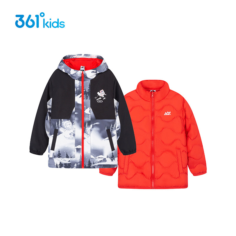 【商场同款】361童装男童上衣两件套2026秋季新款小童儿童羽绒服