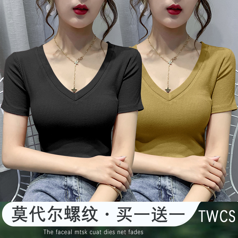 黑色短袖T恤女设计感上衣