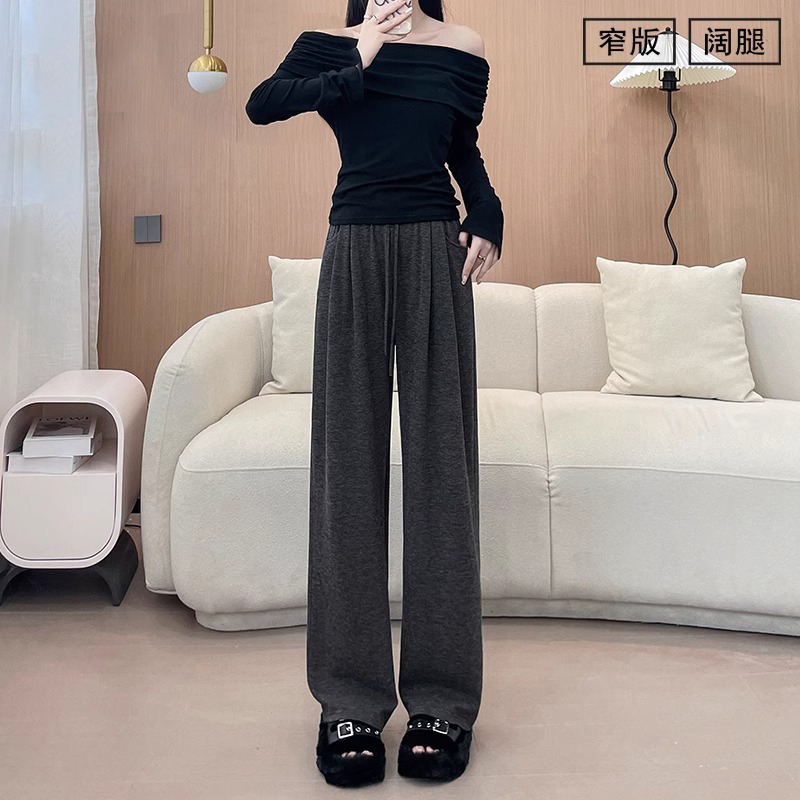 阔腿裤女小个子春秋款2024新款黑色垂感慵懒百搭休闲ins糯米裤潮