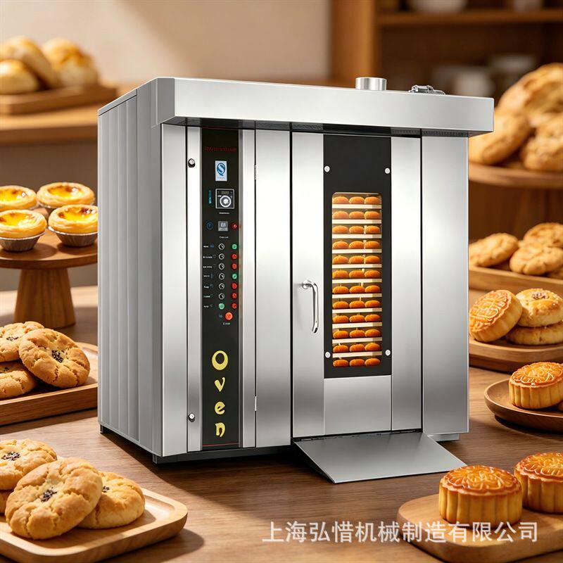 32盘热风旋转炉烤蛋挞烤桃酥烤月饼面包坚果牛肉干奶棒棒烤箱厂家