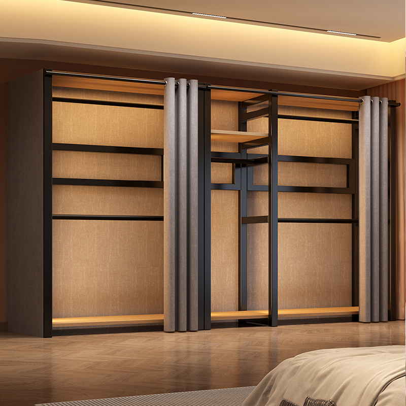 衣柜家用卧室简易出租房用组装金属衣橱2025新款爆款开放式衣柜子