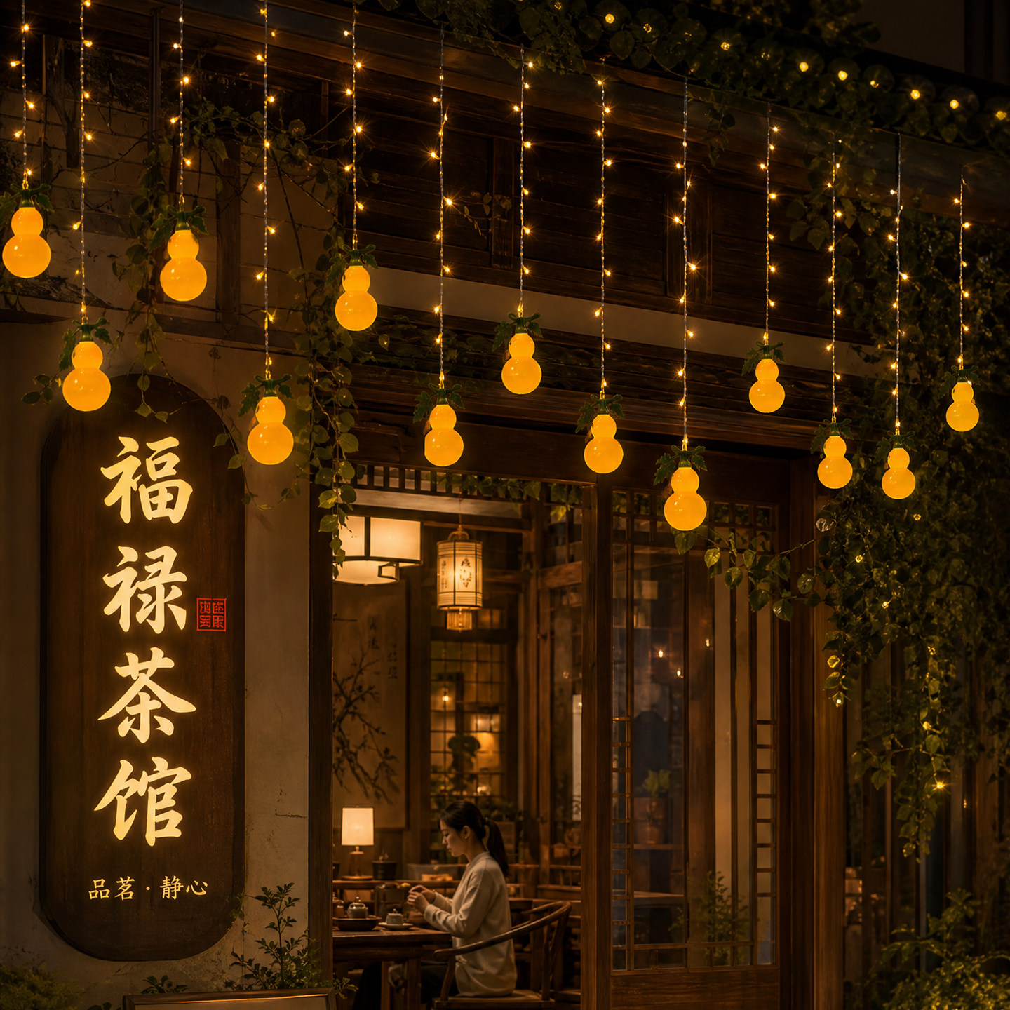 太阳能葫芦灯笼灯串挂饰瀑布灯端午节户外装饰挂件花灯2026年新款