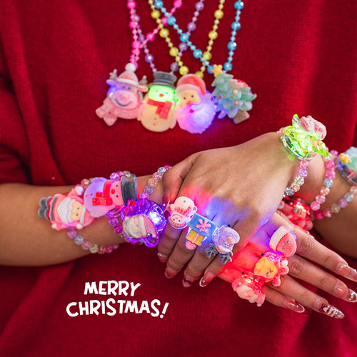 发光圣诞老人雪人戒指项链手链