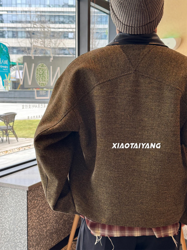 thumbnail for 【Sunteeza】B/V Style Old Money Style Three-Color Woven Leather Collar for Veteran Cadres jacket Outwear