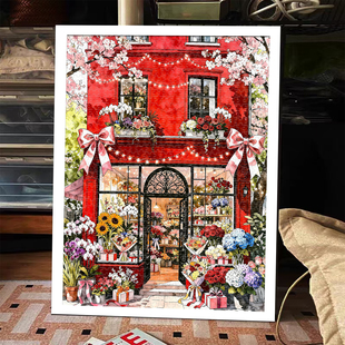 插画花漾时光拼图1000片带相框木质成人版高级感定制高颜值玩具