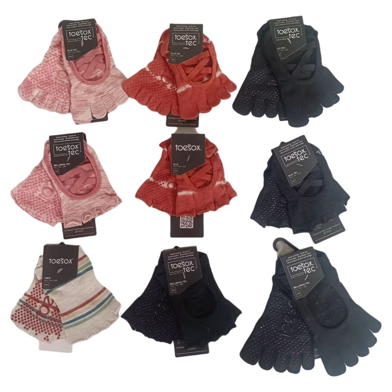 toesox瑜伽袜男女纯棉防滑普拉提硅胶漏背舞蹈袜子室内健身五指袜