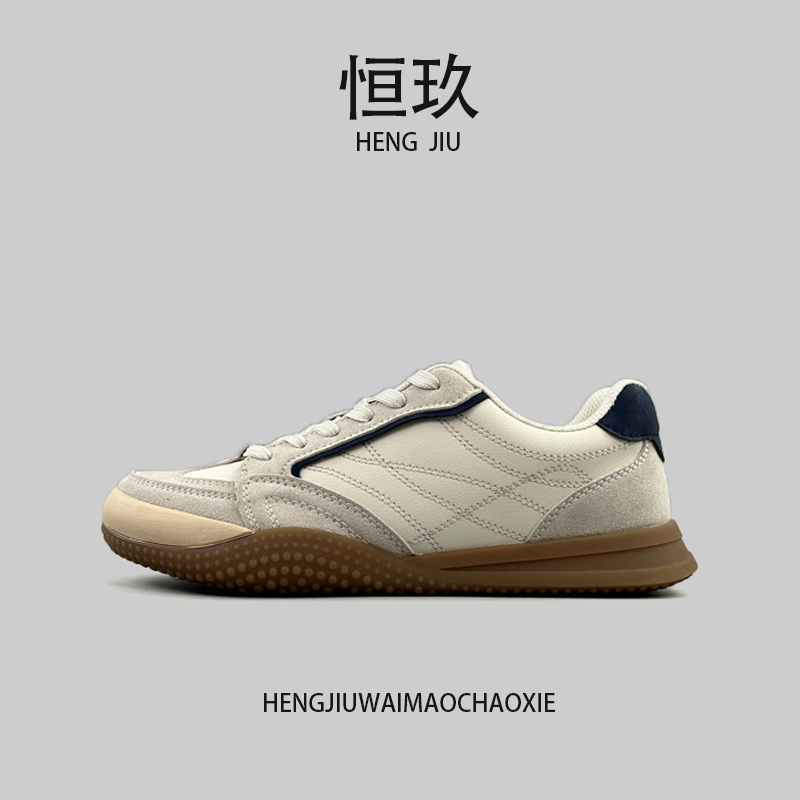 时尚真皮耐磨平底阿甘鞋
