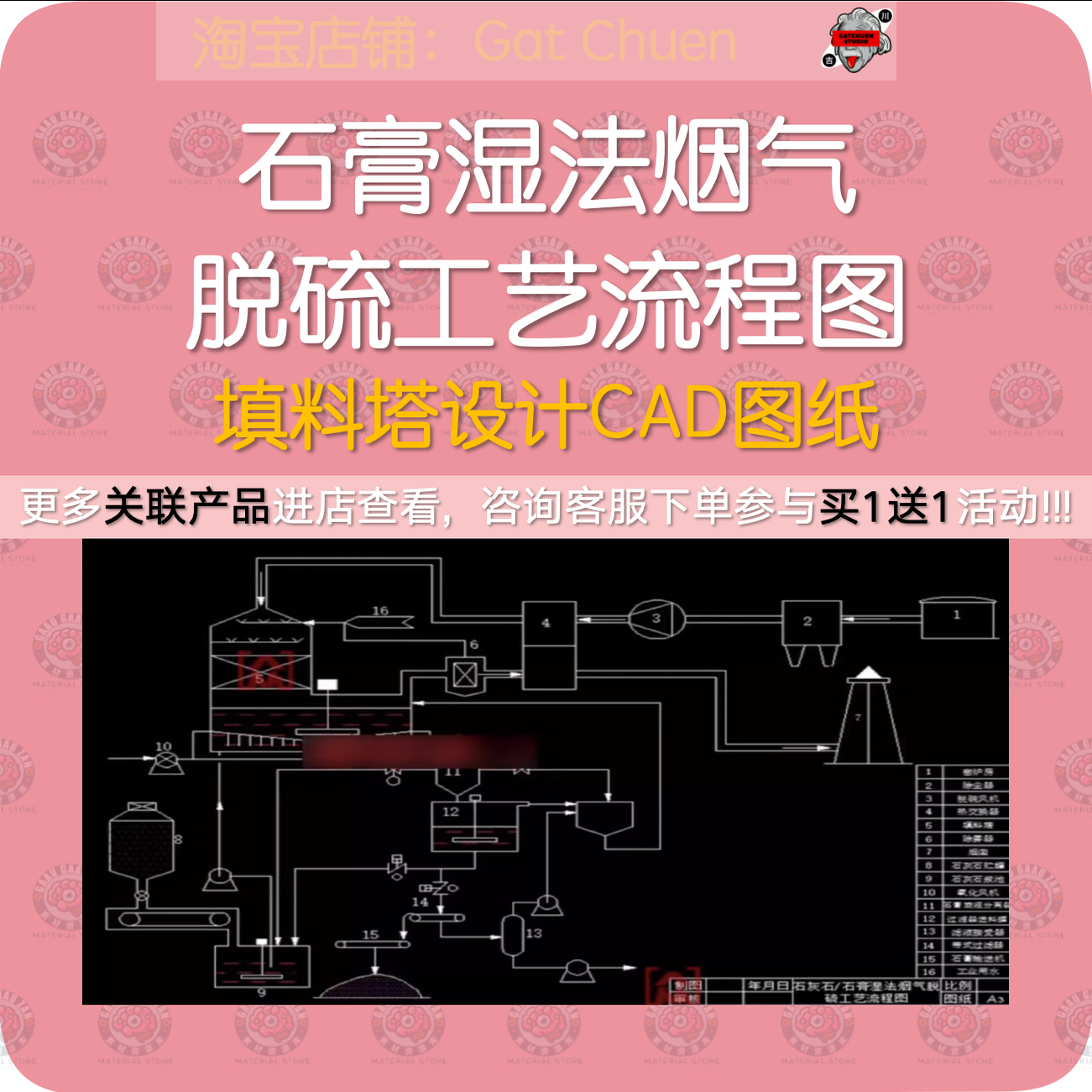 石灰石石膏湿法烟气脱硫工程工艺流程图纸CAD填料塔设计平面布置