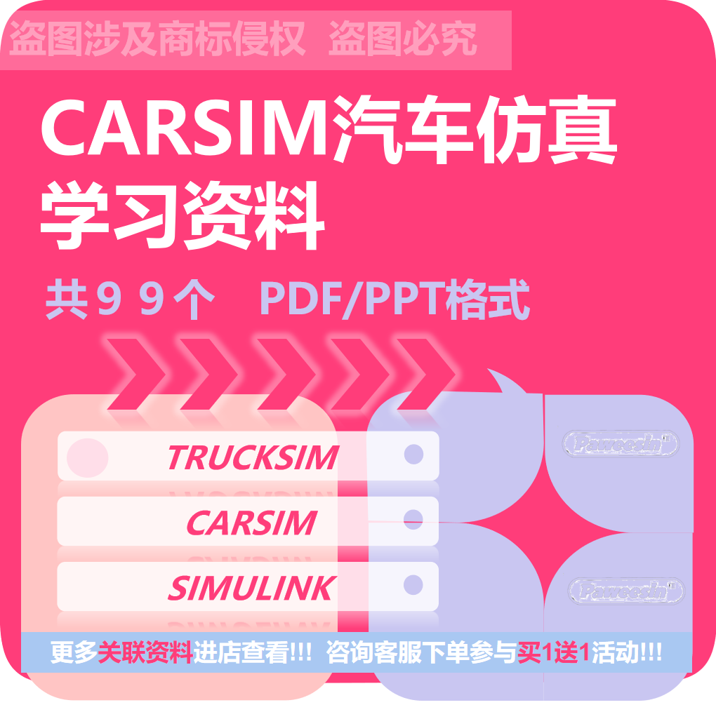 CarSim汽车仿真学习方案车辆建模控制参数模糊ESP算法模型ABS整车