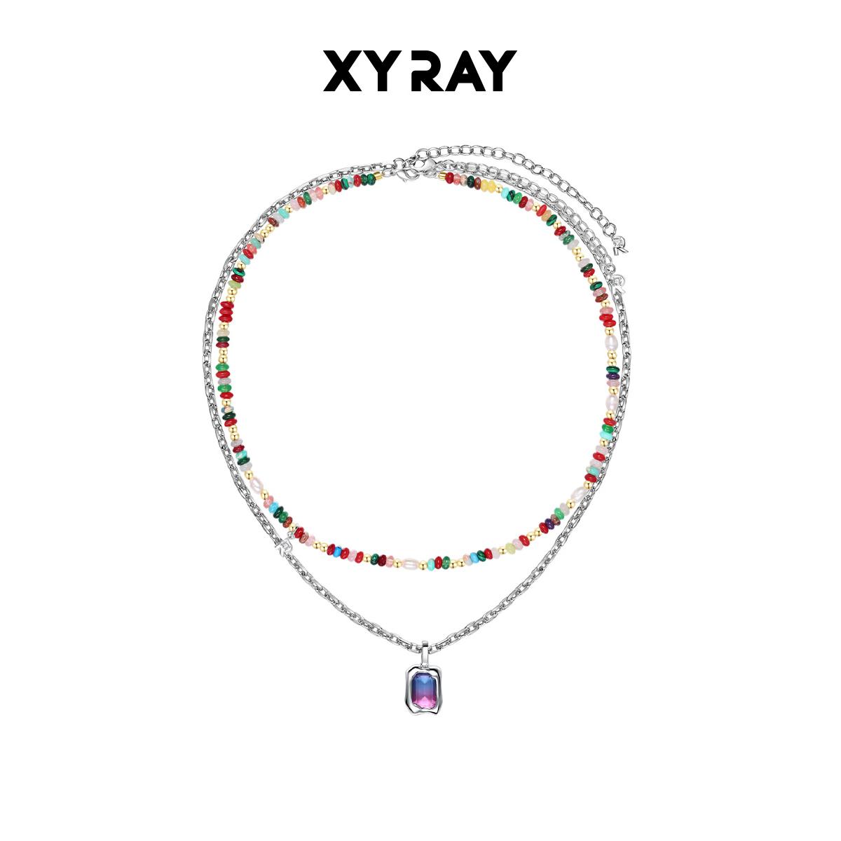 蝴蝶短款米珠糖果色双层颈链