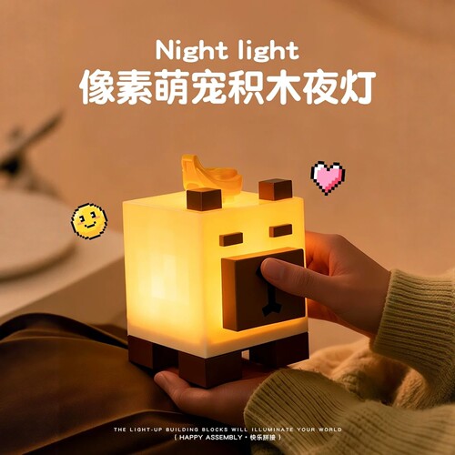 卡皮巴拉小夜灯积木像素氛围灯
