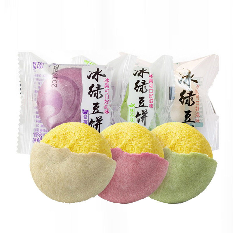 源头工厂嘉瑶抹茶味原味绿豆饼小吃糕点食品零食点心  一件代发