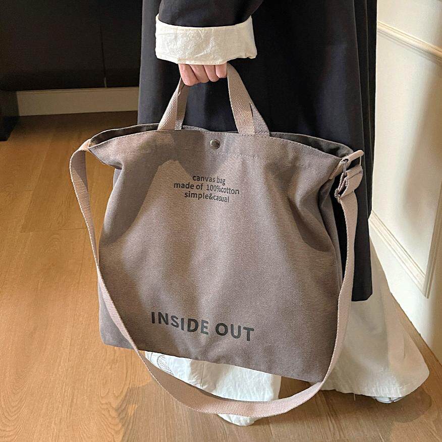 日系帆布男女斜挎包水洗帆布加厚手提包大容量潮流都市文艺学生包