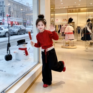 女童套装秋冬装2025新款中大童洋气时髦加厚两件套儿童装冬季毛衣