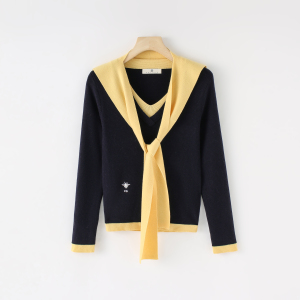 修身显瘦撞色针织衫25176