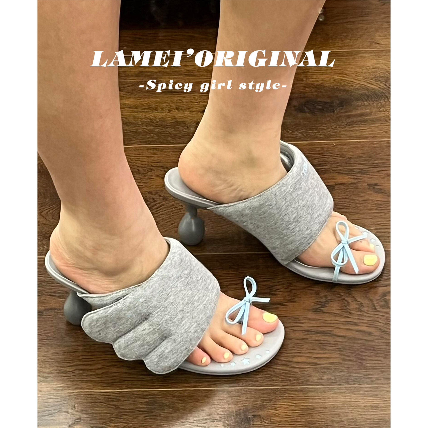 性感魔术贴羽翼异型粗跟凉鞋女夏