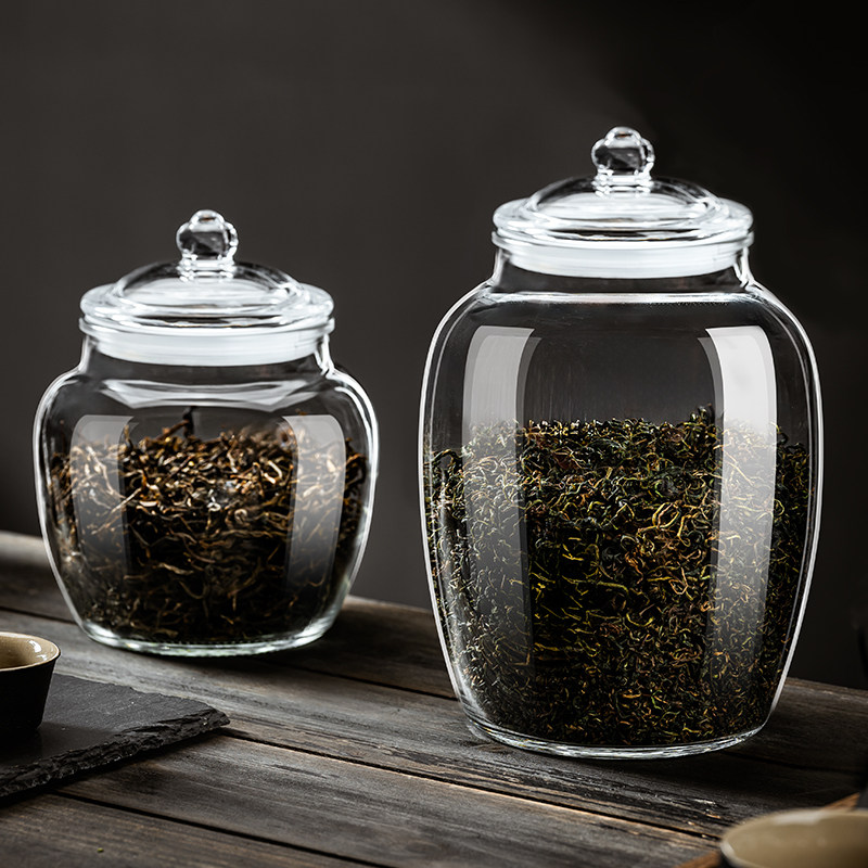 玻璃茶叶罐密封防潮储存罐一斤装放茶叶的茶罐小茶盒空罐子