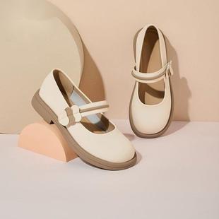 甜美圆头学院风浅口单鞋 网红玛丽珍鞋 一脚蹬小皮鞋 女2025秋季 新款