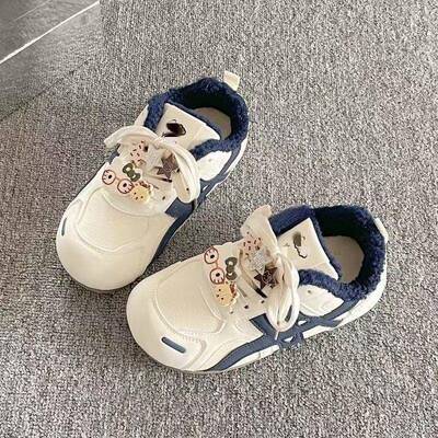 厚底泡芙小白鞋女2025新款冬季女款二棉鞋休闲保暖加绒板鞋德训鞋