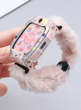 毛绒表带适用小天才儿童电话手表Z11/Z10/Z9/Z8少年版磁吸替换腕Z7A/Z6Pro/z6巅峰版/Z1/D2/D3/Q1A配件U5/N5