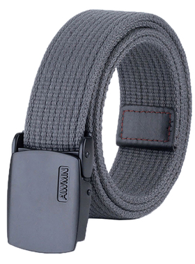 男士平滑自动扣帆布腰带年轻人休闲牛仔裤皮带无孔加厚编织裤带潮