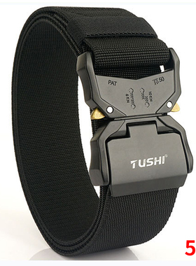 5cm加宽松紧帆布腰带铝合金插扣弹力裤带男士户外工装快拆头皮带