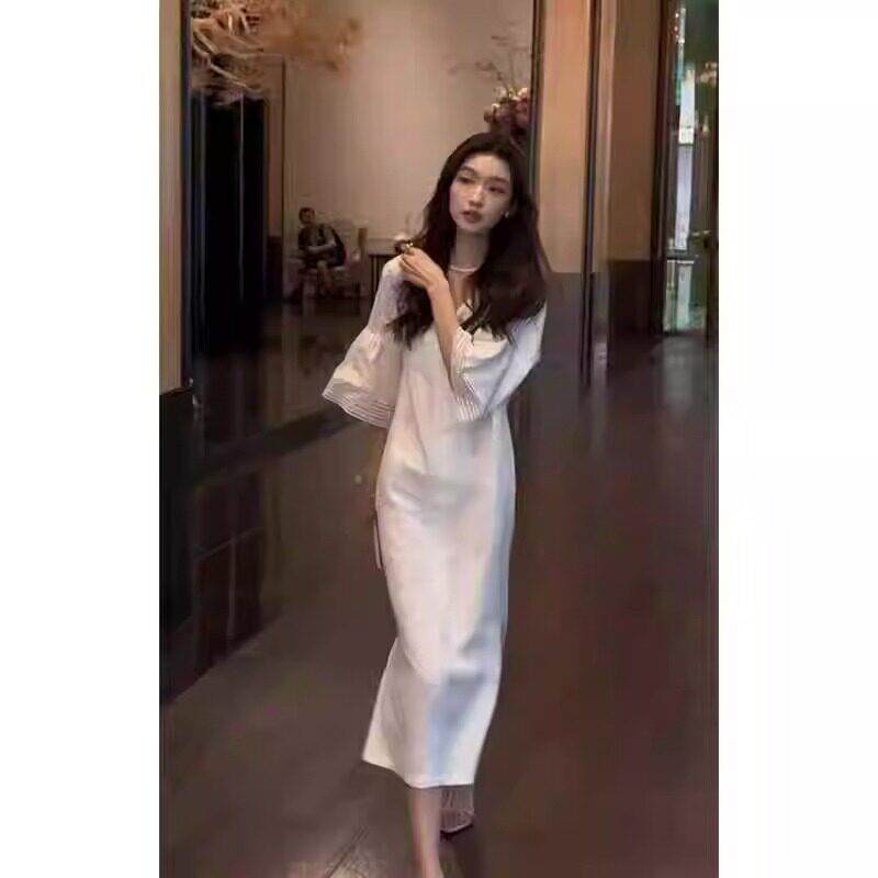 欧洲站夏季女装2025新款小众设计气质长裙子法式高级感白色连衣裙