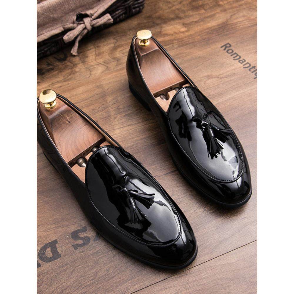 名牌小皮鞋男士真皮休闲一脚蹬豆豆鞋2025年新款夏季款漆皮鞋子潮,流行男鞋,休闲皮鞋,淘宝优惠券,粉丝福利购,淘宝优惠卷